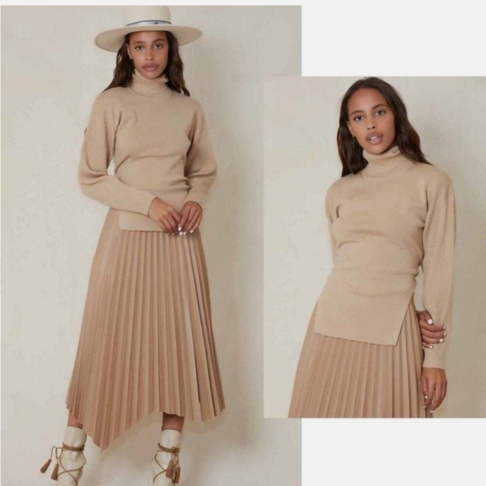 Jonathan Simkhai Ribbed Knit Sweater in Beige